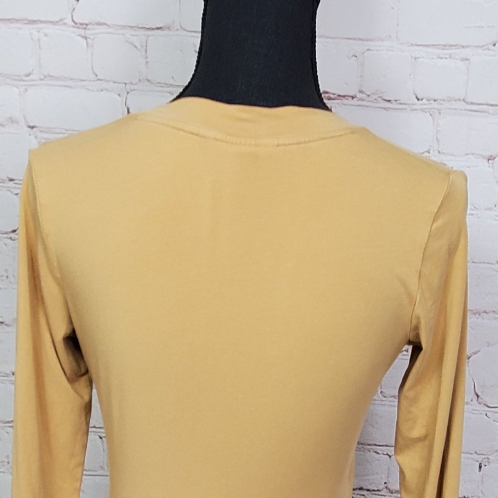 Cabi Tan Cross Front Long Sleeve Top Ruched M - Picture 3 of 4